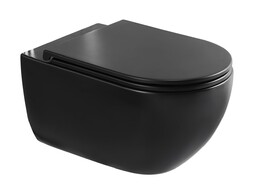 Безободковый подвесной унитаз Charus Skandenborg Rimless EWC700-125B черный, с крышкой микролифт