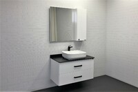 Мебель для ванной Comforty Амстердам 00-00005494 95 см, подвесная, белая с черной матовой столешницей
