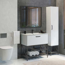 Мебель для ванных комнат Comforty Бредфорд 00-00009955 90 см, напольная, белая глянцевая