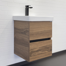 Тумба с раковиной Comforty Дартфорд 45 см 00-00013694CF дуб темно-коричневый, подвесная