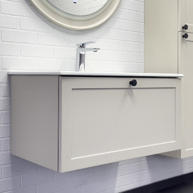 Тумба с раковиной Comforty Ереван 81 см 00-00014864CF серый шелк, подвесная