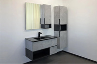 Мебель для ванной Comforty Франкфурт 00-00006503 91 см, подвесная, серая, черная матовая