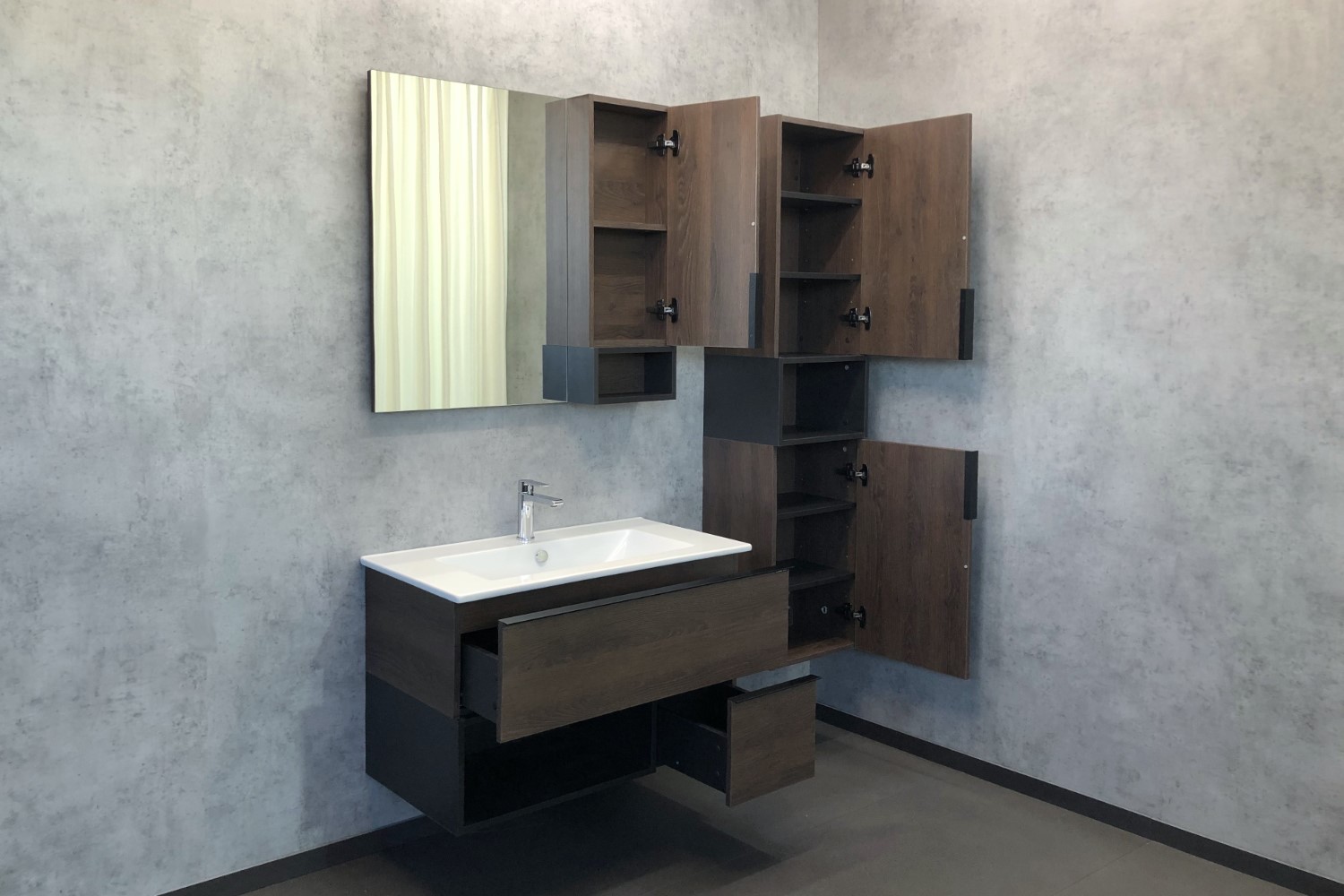 Мебель для ванной Comforty Франкфурт 4150657 91 см, подвесная, коричневая, цвет коричневый - фото 2