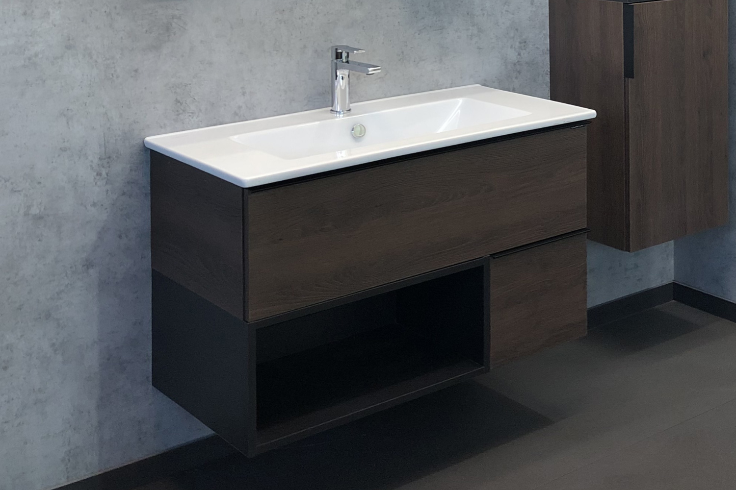 Мебель для ванной Comforty Франкфурт 4150657 91 см, подвесная, коричневая, цвет коричневый - фото 3