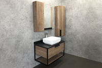 Мебель для ванной Comforty Кёльн 4149965 90 см, подвесная, темно-коричневая с черной столешницей