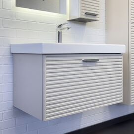 Тумба с раковиной Comforty Касабланка 80 см 00-00015382CF серый шелк, подвесная