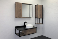 Мебель для ванной Comforty Лиссабон 00-00006558 94 см, подвесная, темно-коричневая с правой черной столешницей