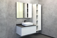 Мебель для ванной Comforty Милан 00-00007899 90 см, подвесная, белая со светло-серой столешницей