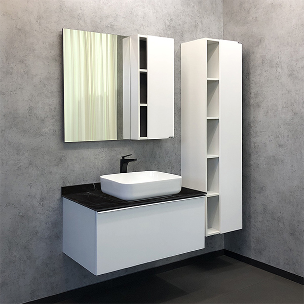 Мебель для ванных комнат Comforty Милан 90 белый глянец, цвет хром
