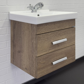 Тумба с раковиной Comforty Никосия 50 см 00-00018026CF дуб темный, подвесная