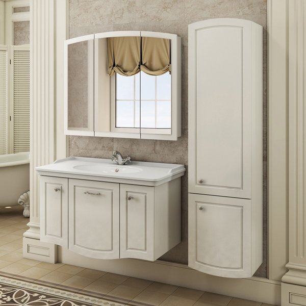 Мебель для ванной Comforty Палини-100 белый глянец, подвесная, цвет хром