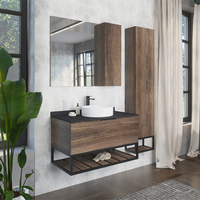 Мебель для ванной Comforty Порто 00-00008927 90 см, подвесная, коричневая с черной столешницей