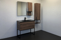 Мебель для ванной Comforty Равенна Лофт 00-00006655 91 см, напольная, коричневая, черная матовая