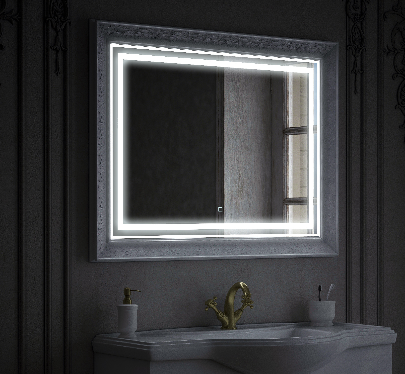Зеркало с подсветкой Corozo 105 см Классика SD-00000862 белое, цвет белый - фото 4