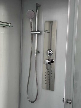 Фото Душевая кабина DTO 80x80 LK815NGM с гидромассажем, стекло матовое, профиль хром матовый