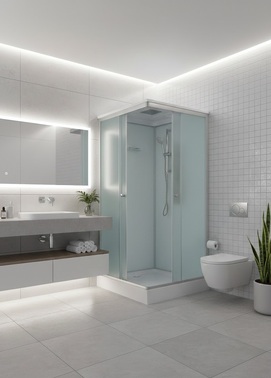 Фото Душевая кабина DTO 80x80 LK815GM с гидромассажем, стекло матовое, профиль хром матовый