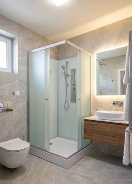 Фото Душевая кабина DTO 80x80 LK815NGM с гидромассажем, стекло матовое, профиль хром матовый