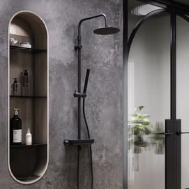 Фото Душевая стойка Damixa Scandinavian Pure 936760300 с термостатом, черная