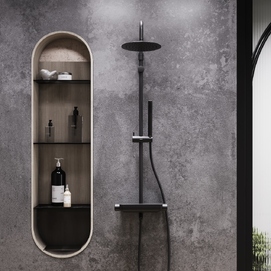 Фото Душевая стойка Damixa Scandinavian Pure 936760300 с термостатом, черная
