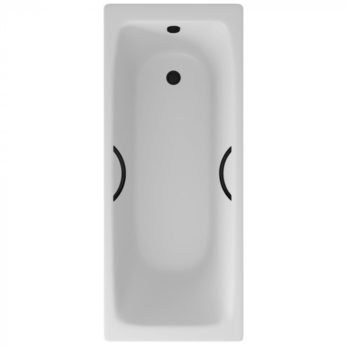 Ванна чугунная Delice Biove 170x75 DLR220509RB-AS с черными матовыми ручками, размер 170x75, цвет белый