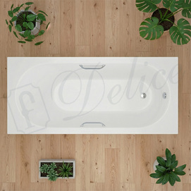Фото Ванна из литьевого мрамора Delice Bravo 170x70 DLR330034R-G белая глянцевая с ручками хром