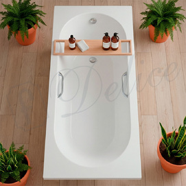 Фото Ванна из литьевого мрамора Delice Bravo 190x90 DLR330039R-G белая глянцевая с ручками хром