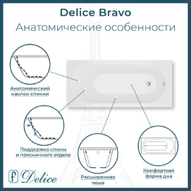 Фото Ванна из литьевого мрамора Delice Bravo 190x90 DLR330039R-G белая глянцевая с ручками хром