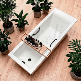 Фото Ванна из литьевого мрамора Delice Diapason 170x70 DLR330005RB-M белая матовая с черными ручками