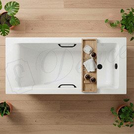 Фото Ванна из литьевого мрамора Delice Diapason 170x70 DLR330005RB-M белая матовая с черными ручками