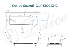 Фото Ванна из литьевого мрамора Delice Scandi 150x70 DLR330023-G белая глянцевая 