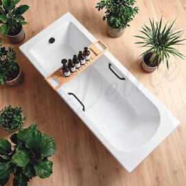 Фото Ванна из литьевого мрамора Delice Scandi 175x70 DLR330028RB-G белая глянцевая с черными ручками