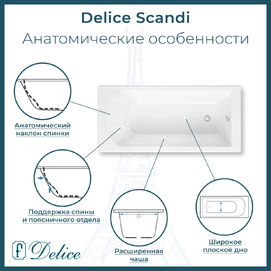 Фото Ванна из литьевого мрамора Delice Scandi 165x70 DLR330037-G белая глянцевая 