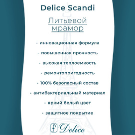 Фото Ванна из литьевого мрамора Delice Scandi 165x70 DLR330037-G белая глянцевая 