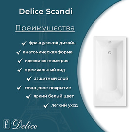 Фото Ванна из литьевого мрамора Delice Scandi 165x70 DLR330037-G белая глянцевая 