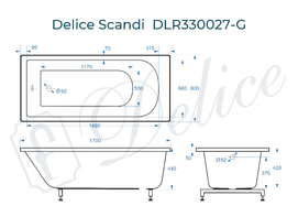 Фото Ванна из литьевого мрамора Delice Scandi 175x70 DLR330028-G белая глянцевая 