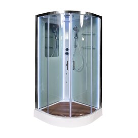 Душевая кабина DTO 100x100 A01LED+GM с LED и гидромассажем стекло прозрачное, профиль хром