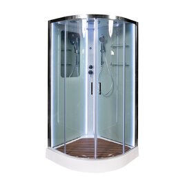 Душевая кабина DTO 90x90 A09LEDKN с кнопкой стекло прозрачное, профиль хром