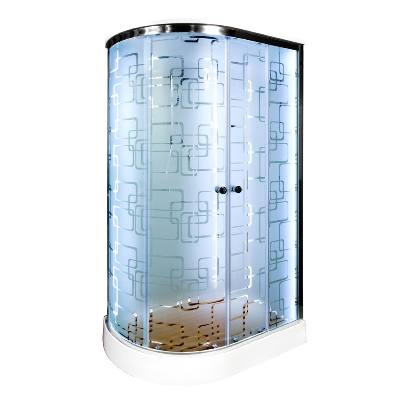 Душевая кабина DTO EM ЕМ1511 LED R стандартная 110х80 стекло с рисунком, профиль хром