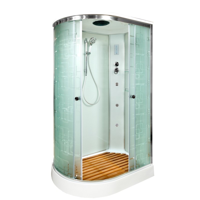 Душевая кабина DTO EM ЕМ1511 R с гидромассажем и электрикой 110x80 стекло с рисунком, профиль хром