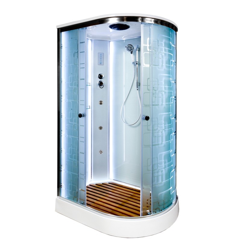 Душевая кабина DTO EM ЕМ1512 LED L 120х80 с гидромассажем стекло с рисунком профиль хром 82600₽