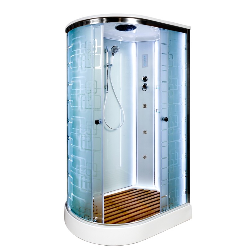 Душевая кабина DTO EM ЕМ1512 LED R с гидромассажем 120х80 стекло с рисунком профиль хром 82600₽