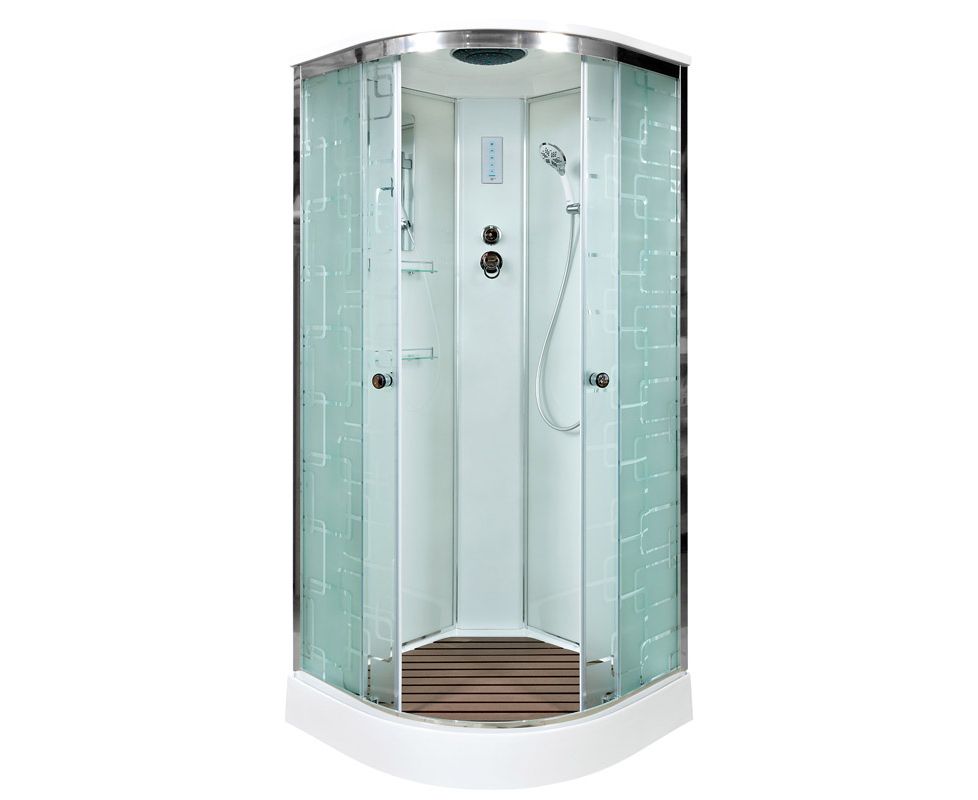 Душевая кабина DTO EM ЕМ1590 с электрикой 90х90 стекло с рисунком, профиль хром