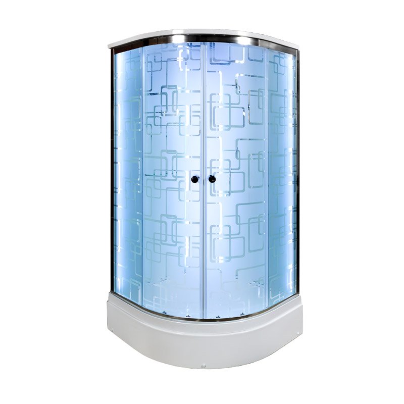 Душевая кабина DTO EM ЕМ2710 LED с гм. 100x100  стекло с рисунком, профиль хром