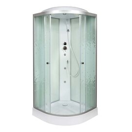 Душевая кабина DTO 80x80 L908GM с гидромассажем стекло с рисунком, профиль хром