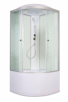Душевая кабина DTO 80x80 L980EL с электрикой стекло с рисунком, профиль хром