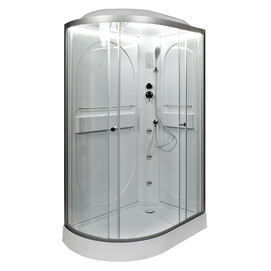 Душевая кабина DTO 120x80 L602RLED+GM с гидромассажем, стекло прозрачное, профиль хром