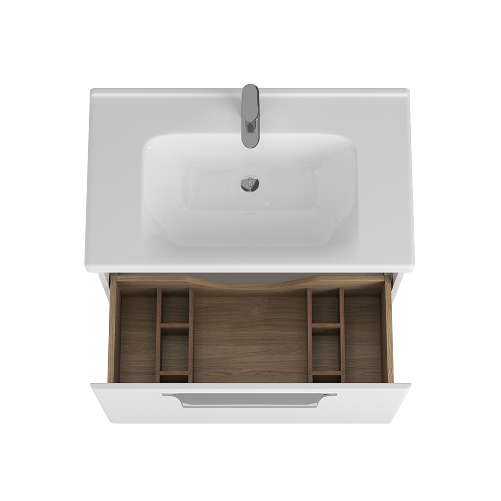 Тумба под раковину Diborg Lande 76х50 77.5215 подвесная, белая матовая