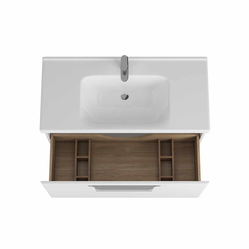 Тумба под раковину Diborg Lande 96х50 77.5217 подвесная, белая матовая