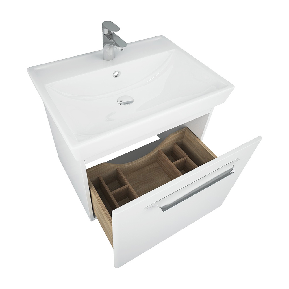 Тумба под раковину Diborg Lande Q 65х50 77.2214 подвесная, белая матовая