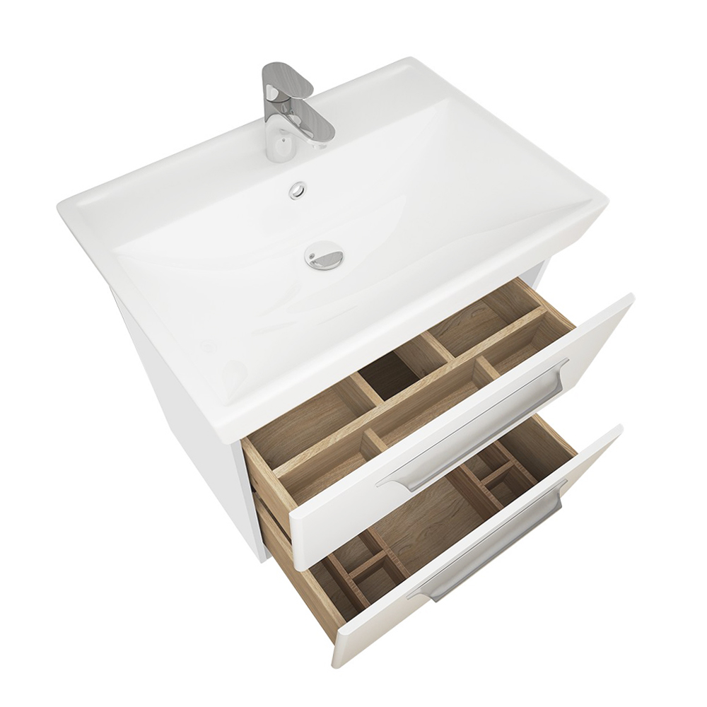 Тумба под раковину Diborg Lande Q 65х70 77.2224 подвесная, белая матовая